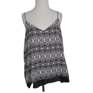Paper Crane Camisole Summer Layered Black White Abstract Print Women Large